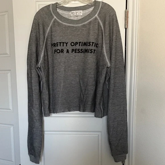 Wildfox Charcoal Graphic Text Pullover Sweatshirt Size Medium - Picture 1 of 3